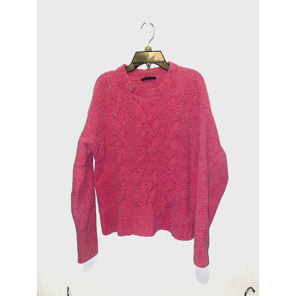 American Eagle Women’s Chenille Cable‑Knit Sweater Size Small Bubblegum Pink